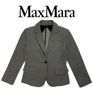 Maxmara Weekend MaxMara Black and White Chevron Blazer - Size Medium